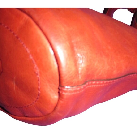 Coach 2007 Bleecker Tattersall Red Burnished Saddle Leather Duffle Bucket Bag - Picture 10 of 14